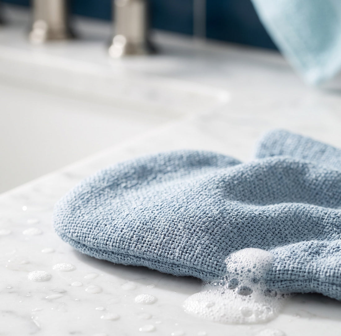 Korean Italy towel exfoliating mitt used in a traditional bathhouse ritual