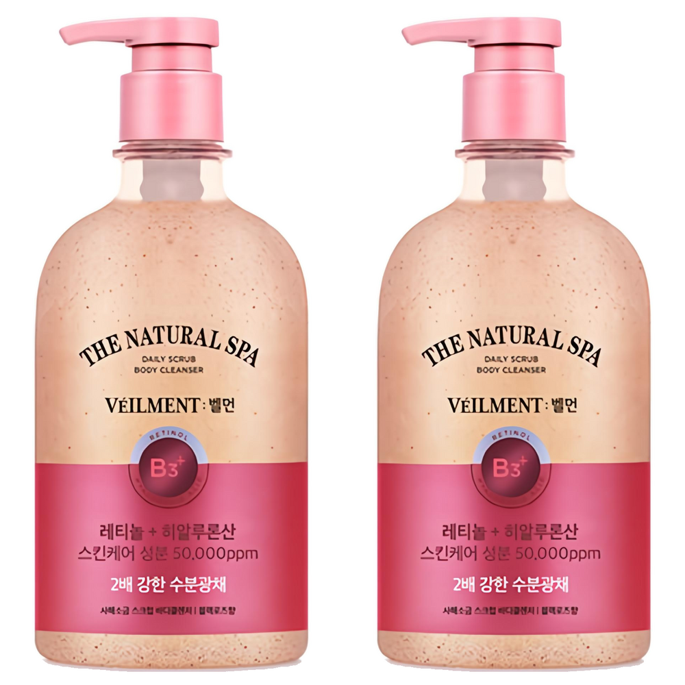 Belmen Spa Moisture Glow Scrub Body Wash, Black Rose, 580ml, 2 Pack