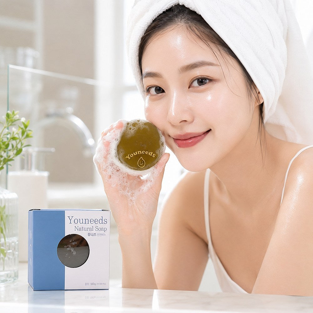 Eoseongcho Natural Handmade Face Cleansing Soap, 100g, 10 Bars