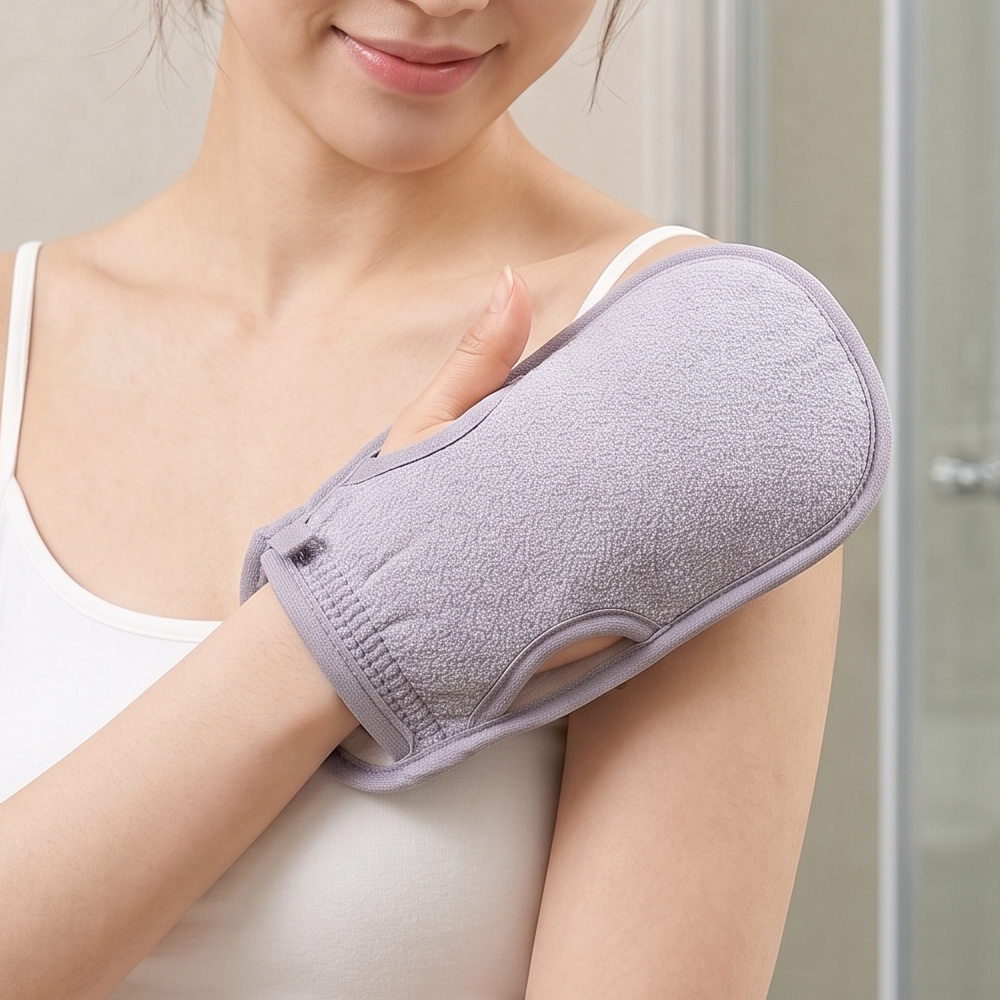 Igoda Pastel Soft Exfoliating Bath Mitts, 2 Pack, Pink and Purple