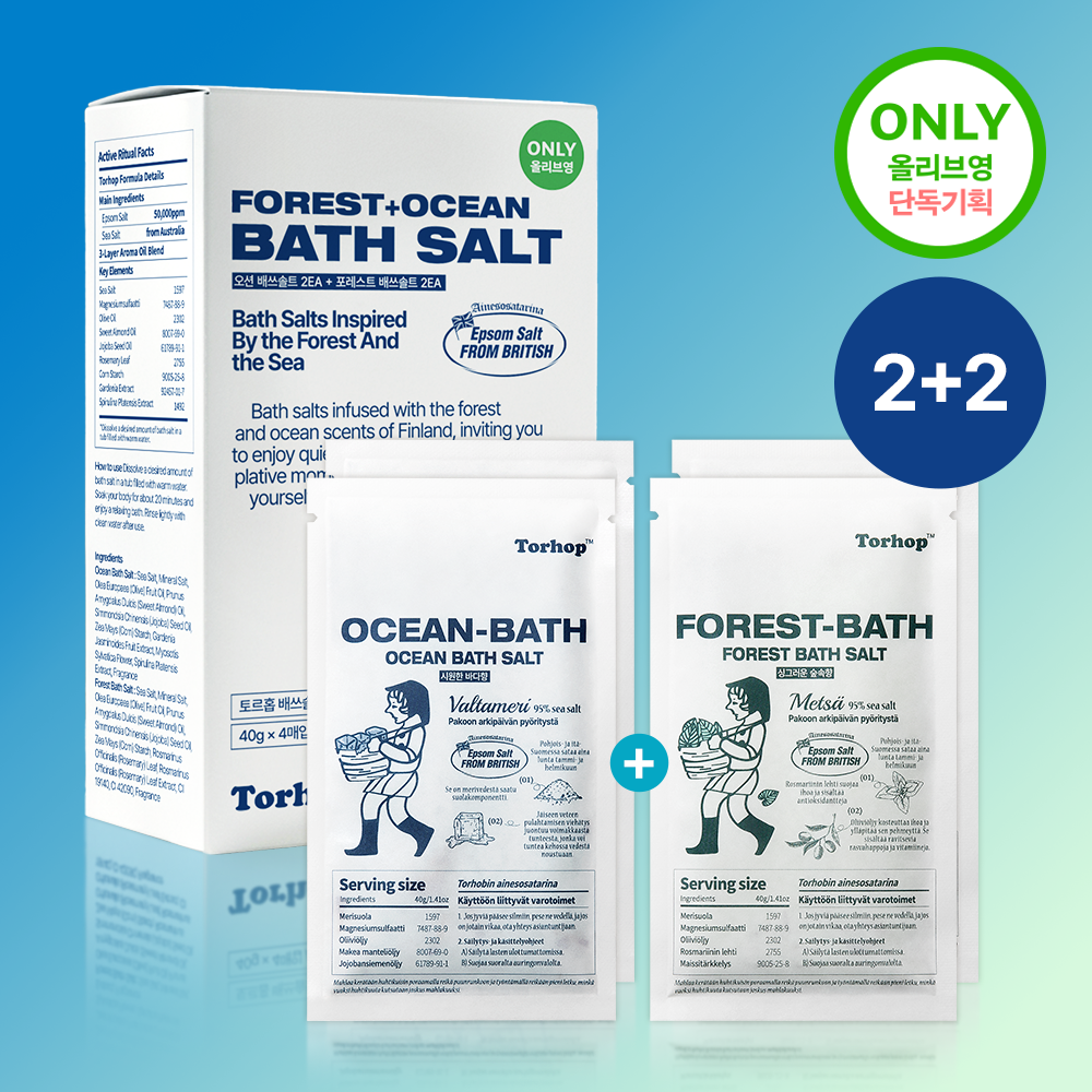 Torhop Bath Salt 40g 4 Pack, Ocean and Forest, Australian Sea Salt