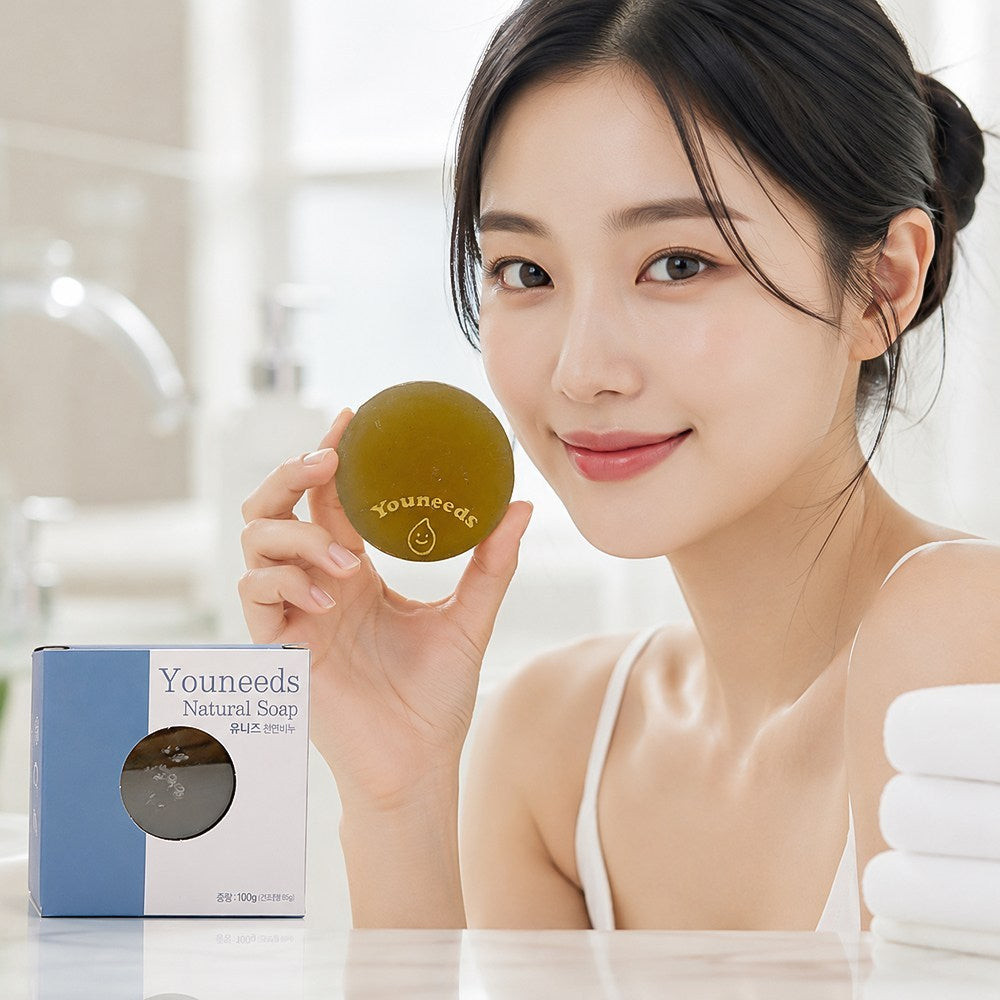 Eoseongcho Natural Handmade Face Cleansing Soap, 100g, 10 Bars
