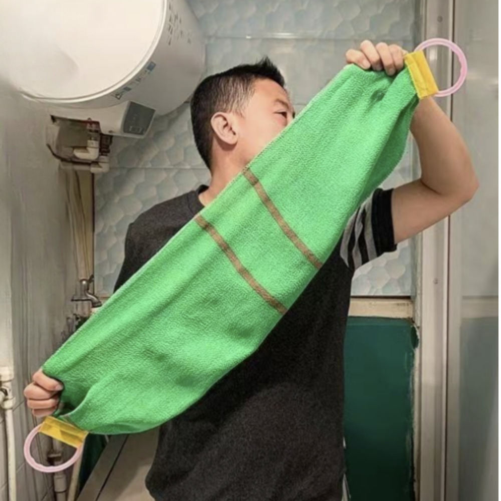 Brombi Wide Exfoliating Shower Towel, 2 Pack, Italy Green