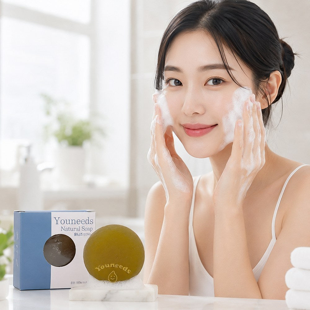 Eoseongcho Natural Handmade Face Cleansing Soap, 100g, 10 Bars