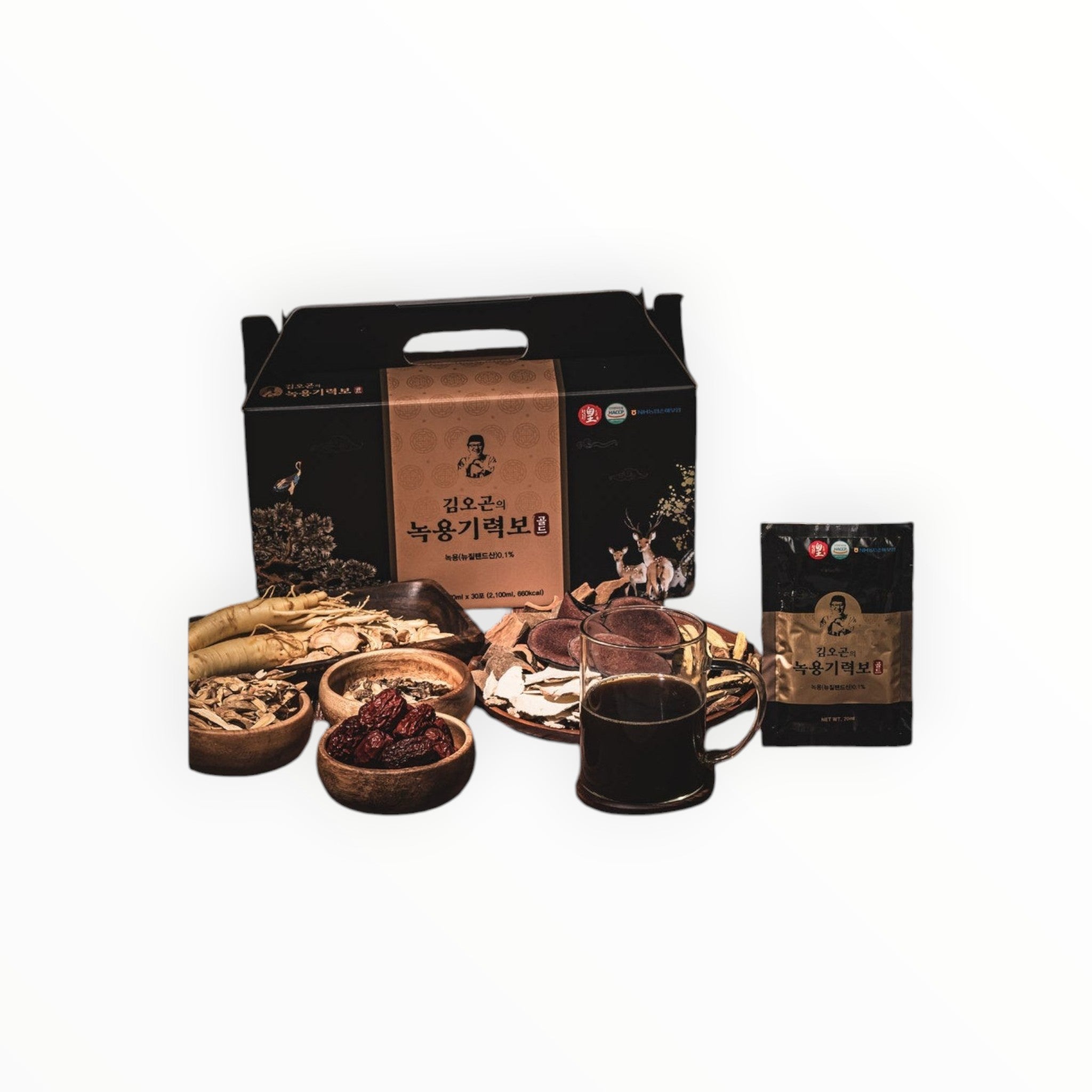 SOLENAH Korean Wellness Sipjeondaebo herbal liquid with ginseng, astragalus, and jujube. 30 x 70ml packs.